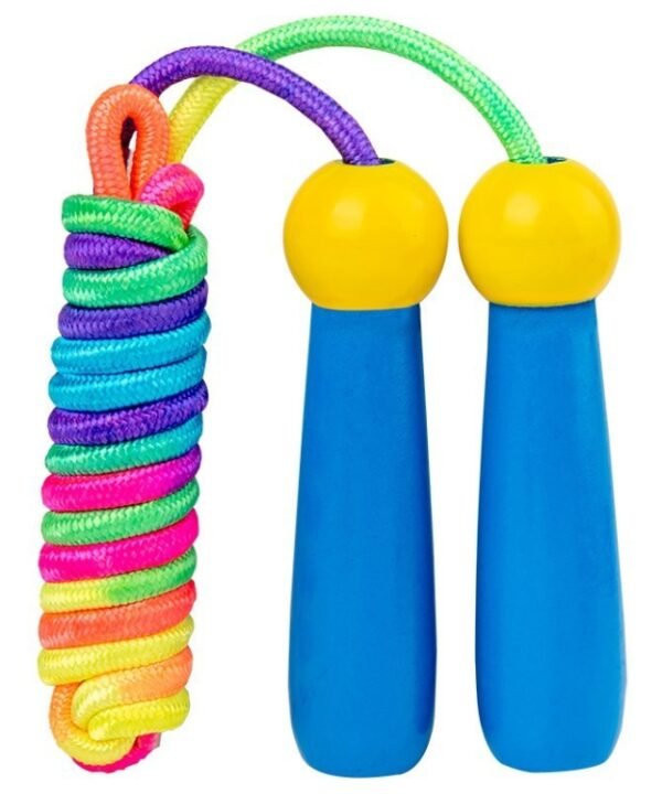 2 PCS 2.4m Wooden Children Colorful Skipping Rope Outdoor Sports Students Exam Adjustable Skipping Rope, Navy Blue, Pink, PVC Rope Blue, PVC Rope Pink