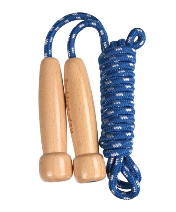 Wooden Children Skipping Rope Kindergarten Pupils Beginners Adjustable Skipping Rope, Length: 2.7m, Dark Blue, Pink, Blue, White