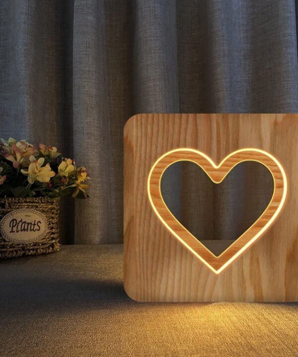 FS-T2158W Romantic Valentine Birthday Gift Wooden Night Light Home Decoration Decoration, Valentine