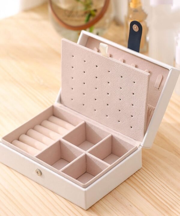 Portable Princess Style Jewelry Box Small Simple Earrings Ring Storage Box, 16.5x11.5x5.8cm