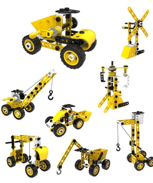 8 in 1 Children Variety Soft Assembled Building Blocks 100PCS DIY Engineering Vehicle Model, 8 in 1 Engineering Vehicle