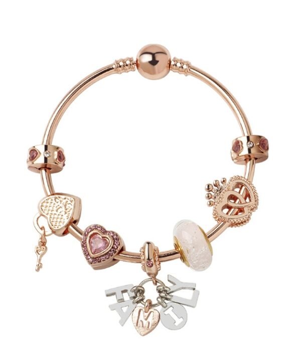 MGZ03 Rose Gold Love Heart Lock Decorative Bracelet, Length:, 18cm, 19cm, 20cm
