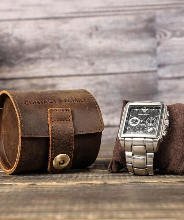 Contacts Family CF1125 Single Watch Position Crazy Horse Leather Watch Box Round Watch Storage Box, CF1125