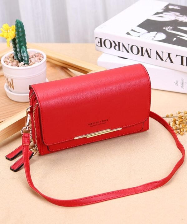 Ladies Wallet Large Capacity Multi-Function Shoulder Bag, Red, Wine Red, Blue, Black, Pink, Brown, Gray