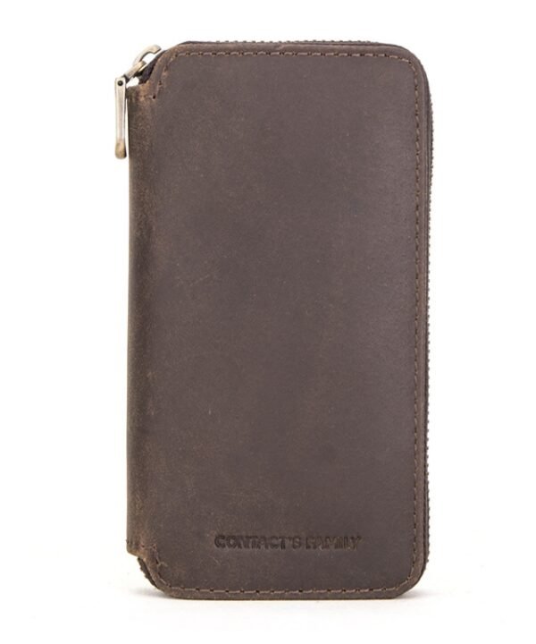 Contacts Family  CF1114 Leather Watch Box Retro Crazy Horse Leather Zipper Couple Watch Bag, CF1114
