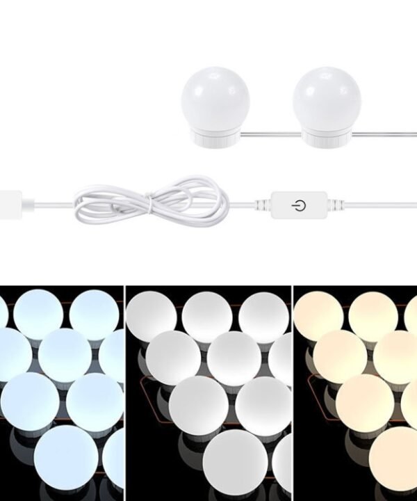 3 Color Temperature Mirror Front Lamp USB Simple Bathroom Makeup Light Bulbs, 2 LEDs, 6 LEDs, 10 LEDs, 14 LEDs