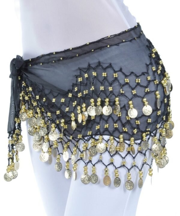 Lady Belly Dance Hip Scarf Accessories 3-Row Belt Skirt Bellydance Waist Chain Wrap Adult Dance Wear, One Size