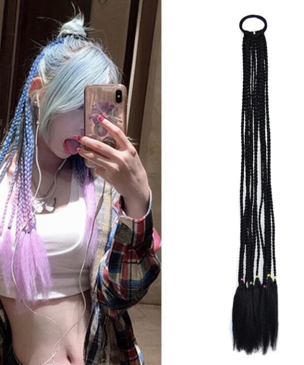 FQXBMW Colorful Braid Hair Band Wigs Corn Silk Colorful Dreadlocks Ponytail, Color: 1, 1, 02, 06, 07, 08, 15, 18, 20, 24, 26, 27, 35, 44, 49, 50, 56, 29, 31, 55