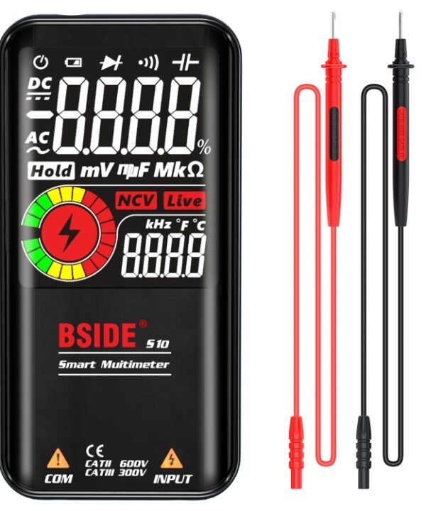 BSIDE Digital Multimeter 9999 Counts LCD Color Display DC AC Voltage Capacitance Diode Meter, S10 Dry Battery Version (Black), S10 Dry Battery Version (Red), S11 Recharge Version (Black), S11 Recharge Version (Red)