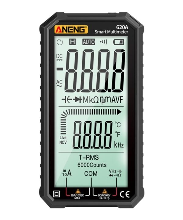 ANENG 620A Full Screen Smart Digital Multimeter, Black, Red