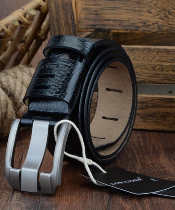 COWATHER QSK001 Men Casual Fashion Two-Layer Leather Pin Buckle Belt,Length：, 110cm, 115cm, 120cm, 125cm, 130cm