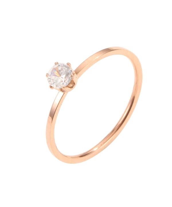 Very Fine Six-Claw Single Diamond Ring Diamond-Set Titanium Steel Women Ring, US Size 3, US Size 4, US Size 5, US Size 6, US Size 7, US Size 8, US Size 9, US Size 10
