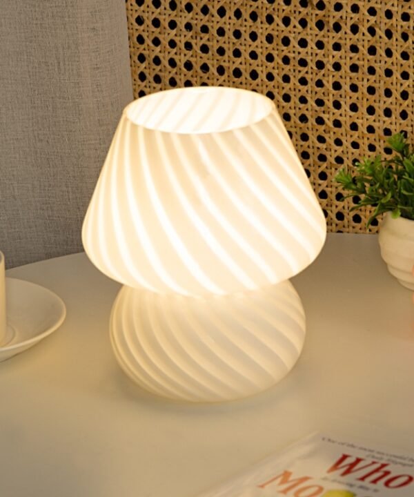 PJ-104 5W Mushroom Glass Bedroom Bedside Table Decoration Table Lamp, CN Plug, Specification：, Monochrome Warm Light, Three-color Dimming, Tmall Elf Light Bulb, Remote Control + Tmall Elf Bulb