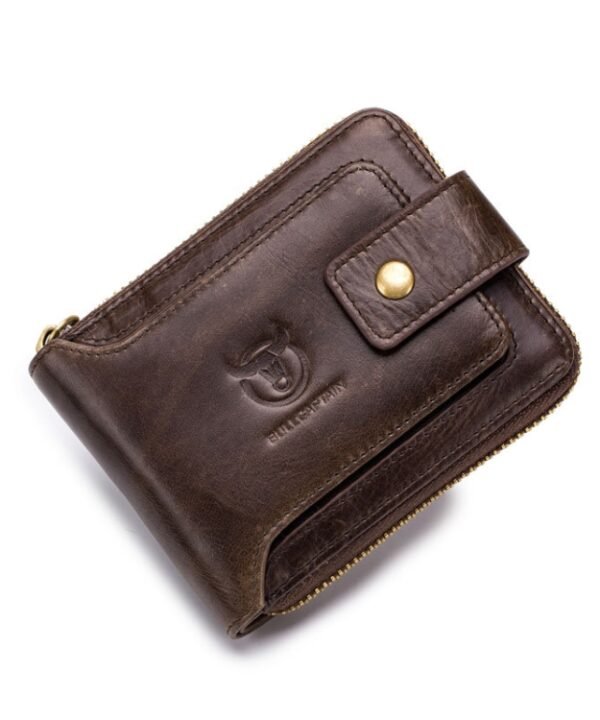 BUFF CAPTAIN 231 First Layer Cowhide Zipper Wallet Horizontal Leather Multiple-Card Thicken Album Wallet, Brown, Yellow Brown, Wise Black