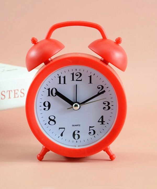 2 PCS Student Bed Small Alarm Clock Desk Alarm Clock, Red, Blue, Beige, Pink