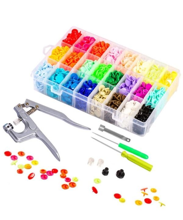 Colorful Plastic Resin Children Clothes Button Hand Pressure Pliers Installation Tool, 24 Color 240 Sets T5 Snap Button+Tool, 24 Color 360 Sets T5 Snap Button+Tool
