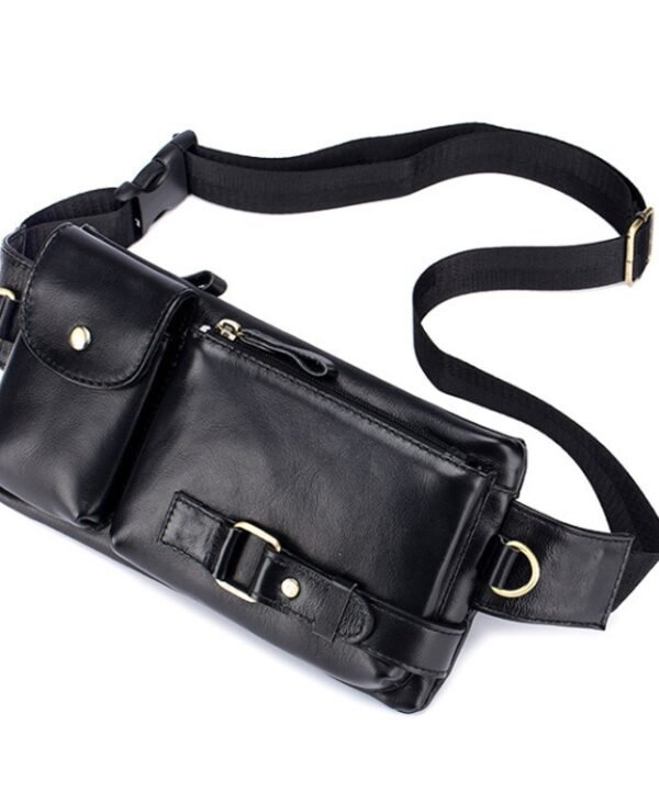 BULL CAPTAIN 020 Men Small Mobile Phone Waist Bag Crossbody Multi-Function Chest Bag, Black, Brown