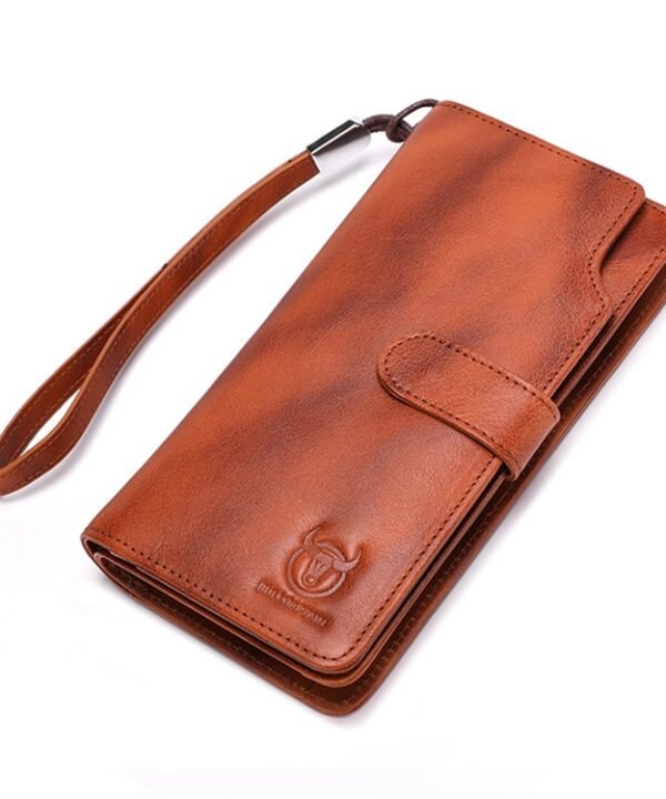 BULL CAPTAIN 028 Long Buckle Retro Cowhide Multi-Function Wallet (Black), Orange, Green, Blue, Red, Black, Brown