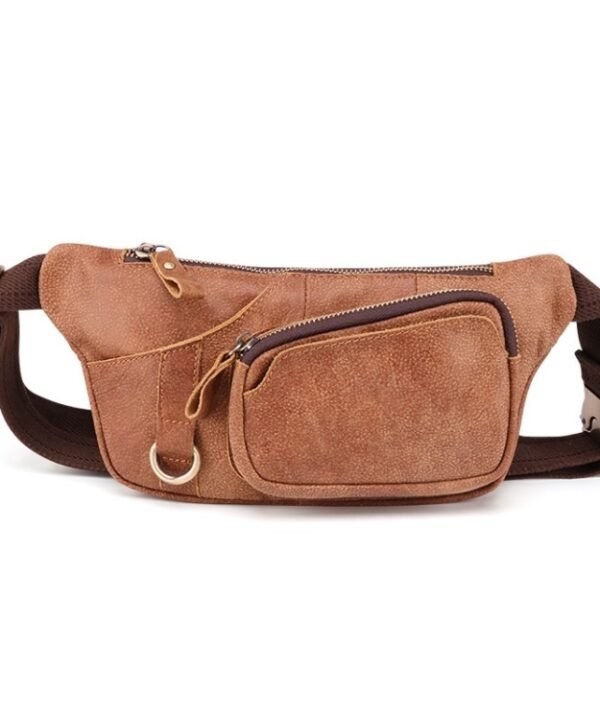 6467 Men Multifunctional Leather Waist Bag Outdoor Sports Diagonal Chest Bag, 6467
