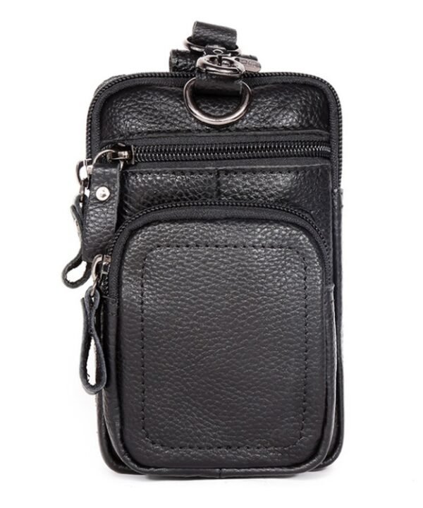 6386 Men Retro Cowhide Multifunctional Sports Belt Waist Bag, Black, Coffee, Brown