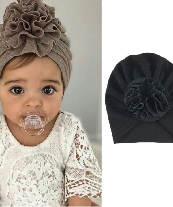 Baby Sun Flower Hedging Cap Solid Color Turban Hat, One Size