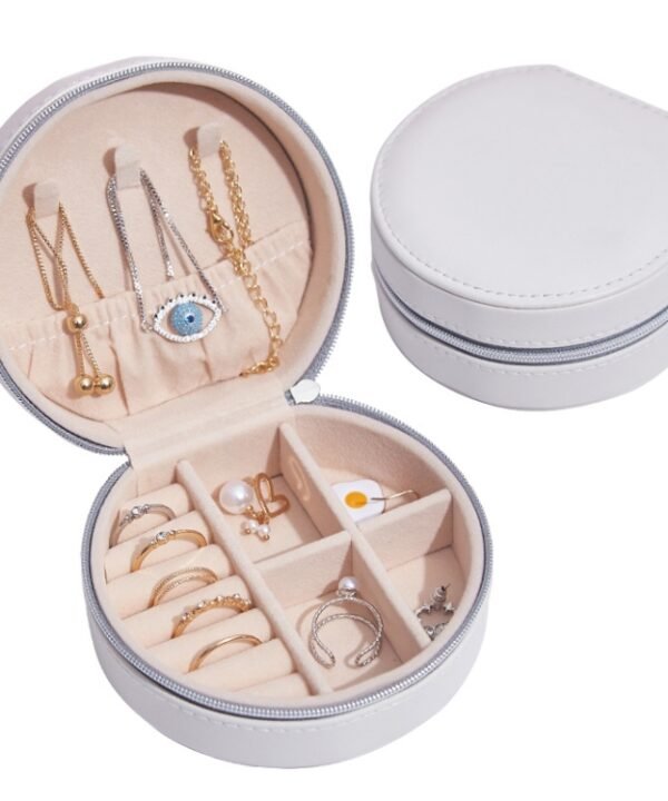 SH789-12 PU Leather Simple Jewelry Storage Box, White, Light Pink, Champagne Gold