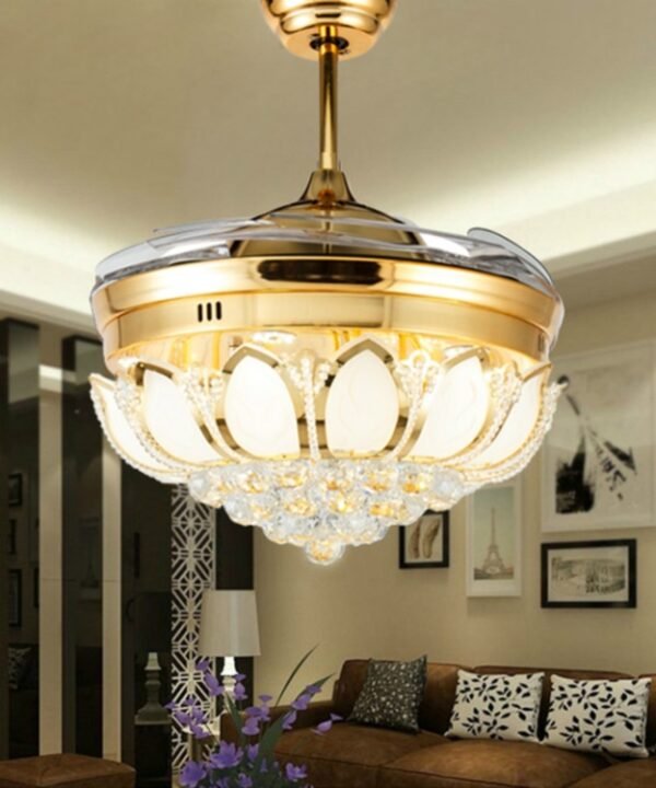 Invisible Crystal Fan LED Chandelier Home Living Room Bedroom Variable Frequency Ceiling Fan Light with Remote Control, 42 inch 115 Three Colors 36W, 42 inch 116 Three Colors 36W, 42 inch 114 Three Colors 36W, 42 inch 112 Three Colors 36W...