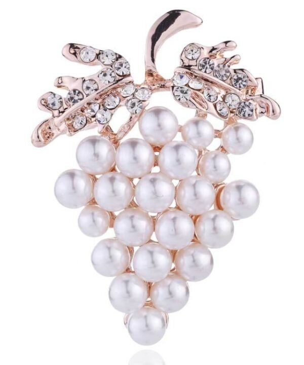 Diamond Grape Brooches Wild Pearl Pin Female Clothes Jewelry, Grape