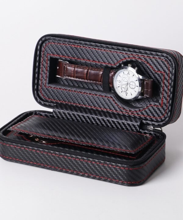 PU Leather Full Carbon Fiber Zipper Watch Bag Watch Storage Display Box, Style:, 02 Watch Position, 04 Watch Position, 08 Watch Position Carbon Fiber