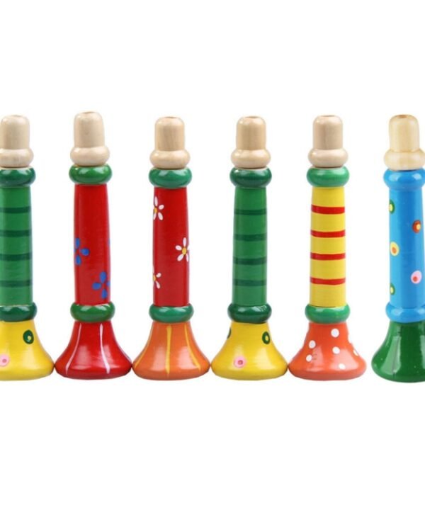 Cartoon Wooden Trumpet Toy Children's Puzzle Early Teaching Instrument, Color Random