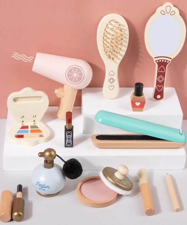 Children Make-Up Wooden Toys Pretend Play Cosmetic Set, Cosmetic Set