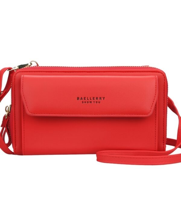 Baellerry Ladies Single Shoulder Messenger Bag Large Capacity Double Zipper Mobile Phone Bag, Red, Green, Blue, Black, Dark Pink, Light Pink