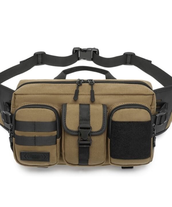Ozuko 9449 Outdoor Large-Capacity Waist Bag Multifunctional Sports Waterproof Crossbody Bag, Black, Khaki