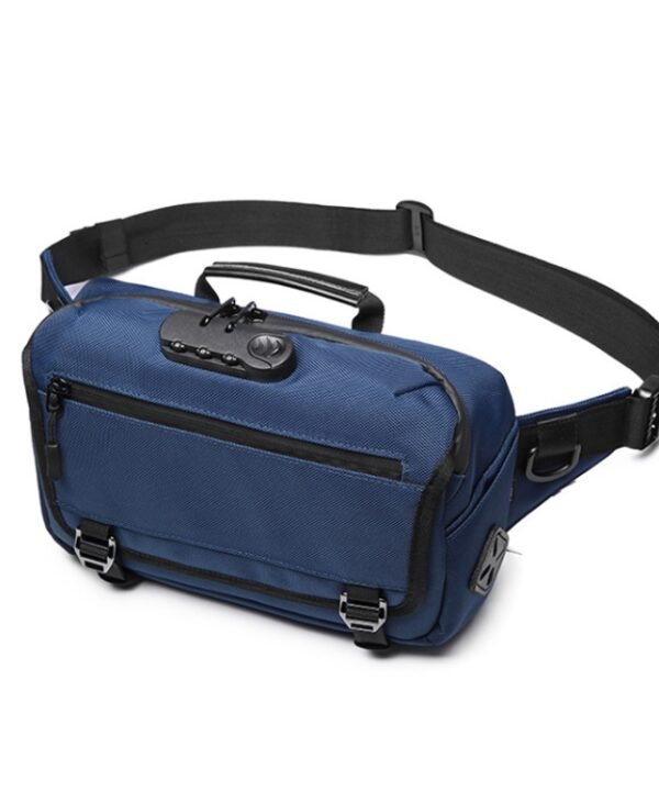 Ozuko 9257 Men Outdoor Sports Waist Bag Anti-Theft Shoulder Messenger Bag, Navy Blue, Black, Dark Gray