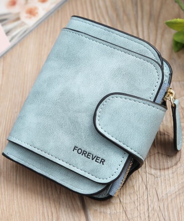 Vintage Nubuck Leather Ladies Wallet Short Type Multi-Card Coin Purse Clutch, Green, Blue, Black, Pink, Grey, Brown