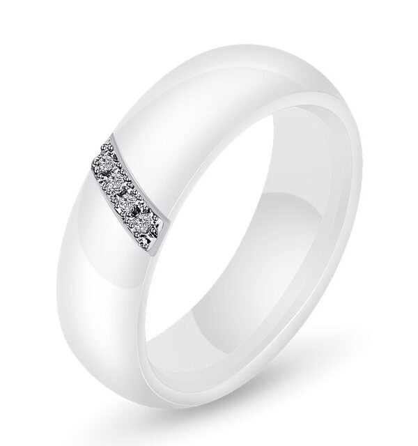 Simple Nano Ceramic Ring Trend Titanium Steel with Zircon Rings, 10, 7, 8, 9, 6
