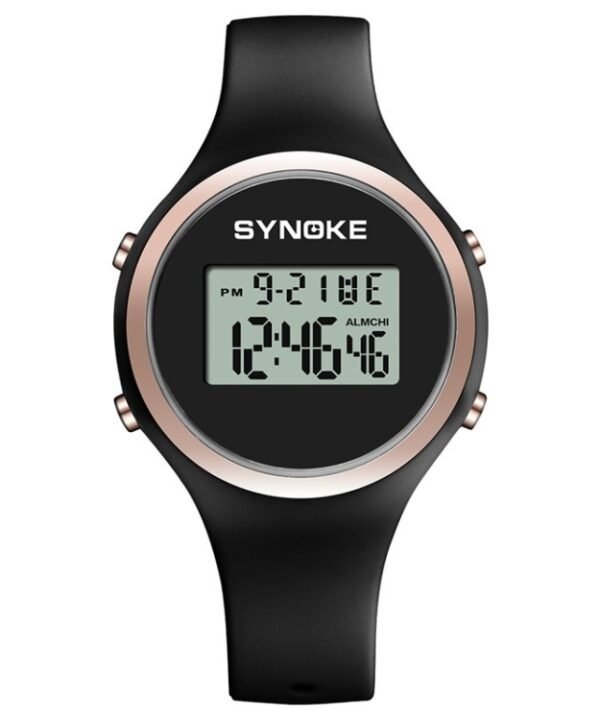 SYNOKE 9108 Student Silicone Strap Electronic Watch, Black, Pink