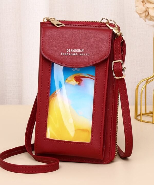 JLF012 Touch Screen Mobile Phone Bag Women Messenger Shoulder Bag, Red Wine, Black, Deep Pink, Light Pink, Light Blue, Light Green, Brown, Khaki