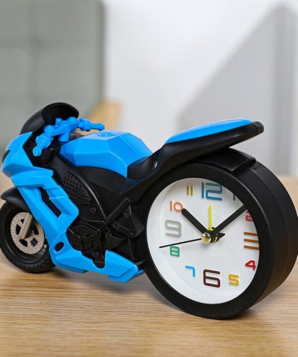 Motorcycle Alarm Clock Ornaments Creative Child Gift Clock, Blue Motorcycle Racing, Red Motorcycle Racing, Yellow Motorcycle Racing, White Motorcycle Racing