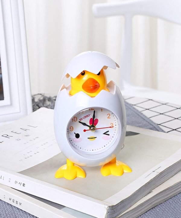 RP001 Cartoon Chicken Eggshell Chicks Alarm Clock Student Gift Children Bedroom Ornaments, White, Yellow