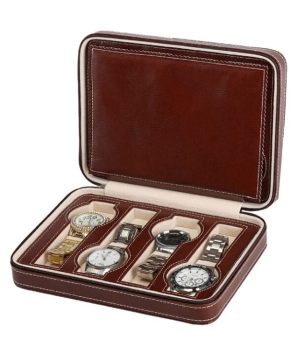 8-Digit Watch Storage Box Watch Display Box Portable Watch Travel Bag, 08 Watch Position Brown, 08 Watch Position Black