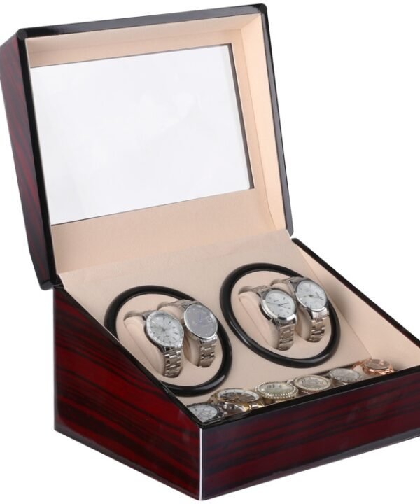 Watch Shaker 4+6 Digits Mechanical Watch Automatic Winding Watch Box Watch Shaker ,US Plug, Red Sandalwood
