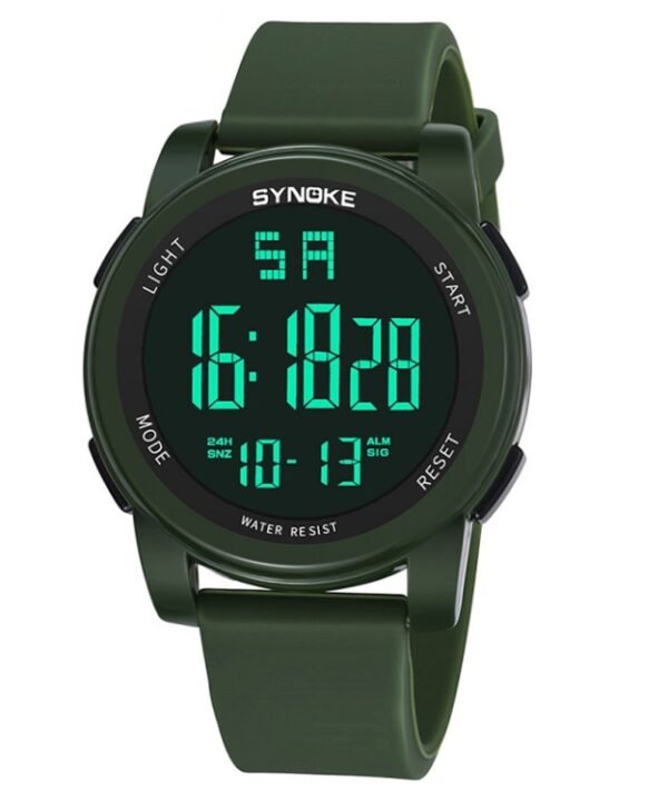 SYNOKE 9002 Men Outdoor Waterproof Sports Watch Multifunctional Luminous Digital Watch, Army Green, Black