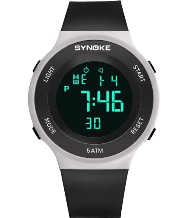 SYNOKE 9199 Student Waterproof Luminous LED Electronic Watch, Black White, Black, White