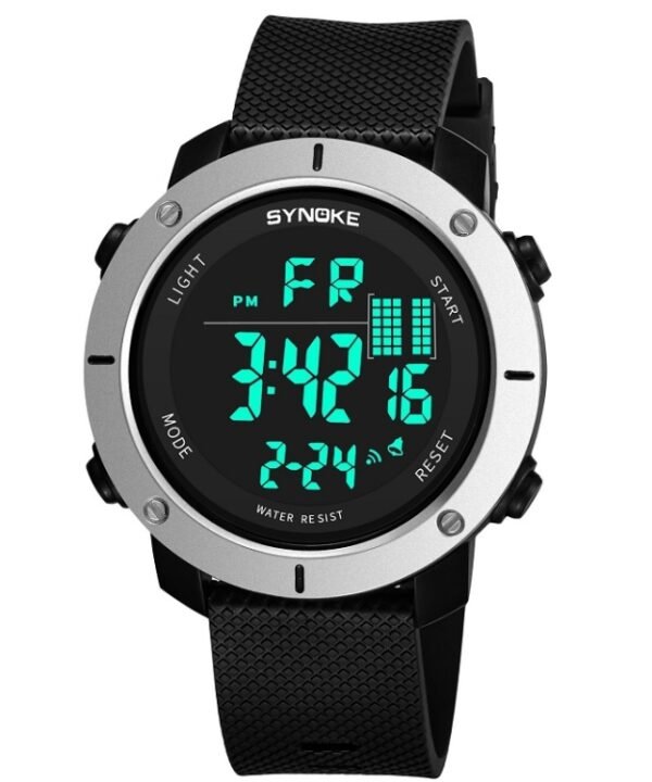 SYNOKE 9658 Student Outdoor Multi-Function Waterproof Large Dial Sports Electronic Watch, Black Silver, Military Green, Gray, Black