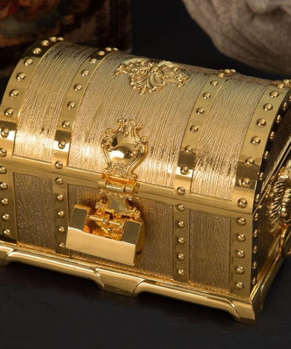Double-Layer Jewel Box With Lock Metal Decorative Ornaments, 17.5x13.5x12.5cm