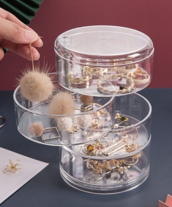 4-Layer Rotating Transparent Jewelry Box Desktop Storage Rack