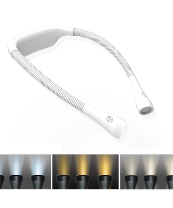 Hanging Neck Lamp Student Eye Protection Led Reading Lamp USB Rechargeable Book Lamp, White, Black
