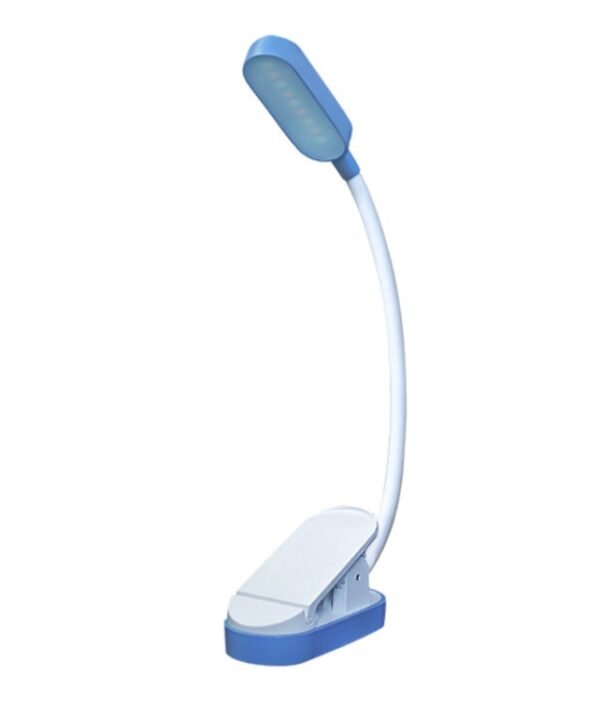 9 LEDs Mini Clip Desk Lamp USB Charging Student Eye Protection Reading Lamp, Blue and White, Black