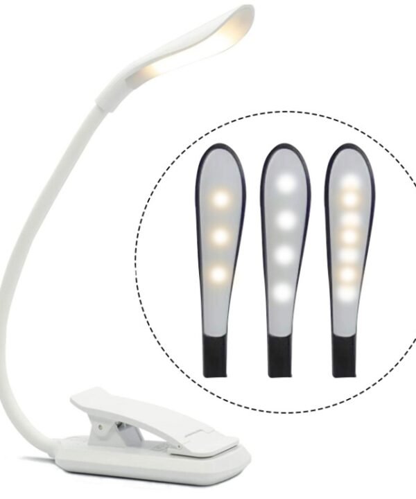 8027D-2 7 Beads LED Eye Protection Reading Folding Book Clip Light, White, Black